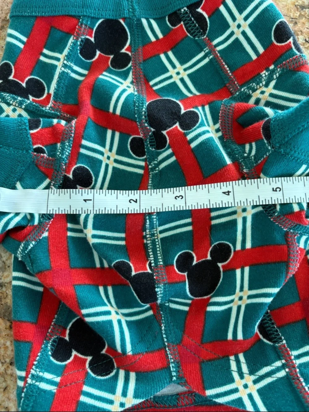 Mickey themed Dog coat in Teal Plaid Cotton Stretch with Red Accents-Size S